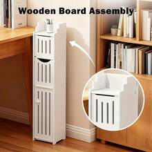 Senmeo 1-Pc PVC Narrow Toilet Paper Organizer[Narrow Toilet Paper Holder][Bathroom Storage Cabinet]For Tight Space/Living Room, Durable - White - View 6