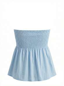 Sexy Blue Bowknot Strap Camisole Tank Top, Waist Cinching Slim Fit Tube Top For Summer - Blue - View 8