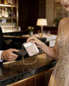 Coach Card Case 8 Front Pocket Minimalist Slim Wallet RFID Blocking Slim Front Pocket Wallet For Women Credit Card Holder With Keychain - Apricot - View 1