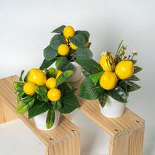 6-Inch Artificial Lemon Plant Potted Fake Lemon Tree, Small Potted Decor For Indoor/Outdoor, Home, Bathroom - A - View 7