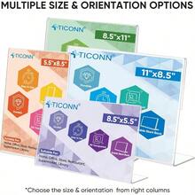 TICONN 5.5x 8.5 Acrylic Sign Holder, L Shape Clear Sign Stand For Displaying, Plastic Paper Holder For Office, Store, Restaurant (Vertical 12 Pack) - J - View 6