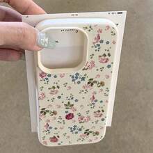 Flower 1pc TPU Material Milky White Base Floral Pattern Phone Case Compatible With Iphone 17 Pro Max/17/16 Pro Max/15/13/12/11, S20 FE/A15/S24/A55, Note 11/Note 12/Note 13 Pro, Full Coverage Anti-Drop Soft Protective Phone Cover - White - View 3