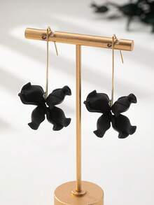 1 par de pendientes florales acrílicos elegantes y retro de moda - Marrón - Ver 13