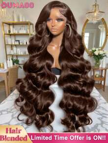 13x4 13x6 5x5 Lace Front Wigs Human Blended Hair Pre Plucked 200% Density Body Wave HD Lace Front Wigs Human Blended Hair Transparent Frontal Glueless Wigs Virgin Human Blended Hair With Baby Hair For Women Natural Black - Brown - View 2