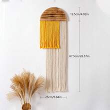 1件套手工编织挂毯，波西米亚风格墙面装饰挂毯，半圆形木板流苏纤维艺术墙毯，适用于客厅、卧室、床头背景墙 - 彩色 - 查看 20