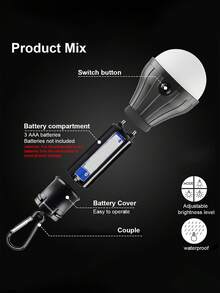 1pc/2pcs Battery Powered Camping Lantern, 3 Lighting Modes Outdoor Hanging Light, Portable Battery Operated LED Tent Light, Camping Accessories, Hanging Camping Lamp, Battery Lamp For Emergency, Hiking, Fishing, Camping (Batteries Not Included) - One Size - View 7
