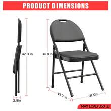 Sillas plegables acolchadas, tapizadas en cuero sintético, con estructura de metal y acolchado suave, portátiles con respaldo alto para oficina, fiestas y comedor. - Negro - Ver 5