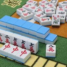 42mm Chinese Mahjong Game Set Professional 144 Tiles English Characters Game B - Blue - View 9