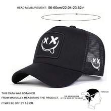 1pc Men's Smiling Face Embroidered Trucker Hat, Casual Baseball Cap For Street Fashion, Suitable For Spring, Autumn, Travel, Beach,Summer,Holiday - Multicolor - View 2