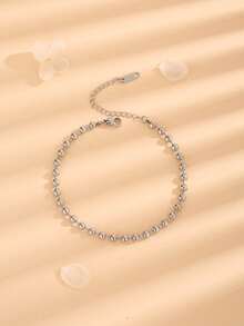 1 chiếc vòng tay đính hạt phong cách Hàn Quốc tối giản, thanh lịch, sang trọng, đa năng, phụ kiện thời trang cá nhân hóa dành cho nữ, chất liệu thép titan (hạt ngẫu nhiên) - Màu thép 1 - Xem 2