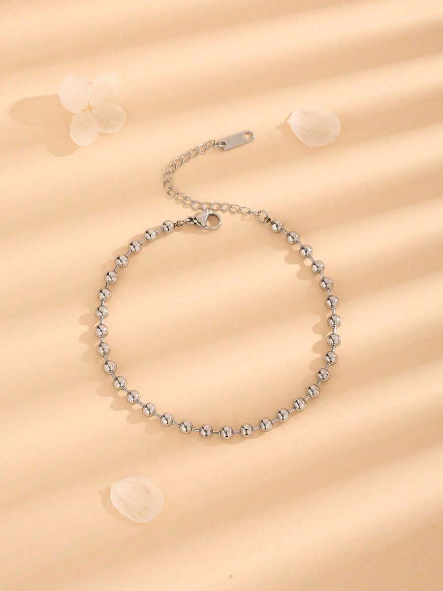 1 chiếc vòng tay đính hạt phong cách Hàn Quốc tối giản, thanh lịch, sang trọng, đa năng, phụ kiện thời trang cá nhân hóa dành cho nữ, chất liệu thép titan (hạt ngẫu nhiên)