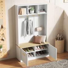 Hall Trees - Natural+White + MDF + Particle Board - View 5