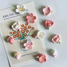12pcs Pink, White Sakura Flower Refrigerator Magnets, Cute Floral Fridge Stickers, Whiteboard Magnets, Decorative Refrigerator Magnets, Suitable For Office, Kitchen, Home Decor, Room Decor, Birthday Gift, Christmas Gift - Multicolor - View 2