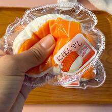 1pc New Japanese-Style Salmon Sushi Squeeze Toy, Creative Silicone Stress Relief Squishies, Slow Rebound Super Decompression, Instantly Calming When Squeezed, Soft Texture, Perfect Gift For Holidays, Birthdays - Multicolor - View 6