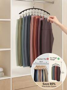 1 pieza Percha de pantalones de acero inoxidable, organizador de armario ahorra espacio con 10/15 pinzas, secadora multiusos para el hogar para ropa, ropa interior, calcetines, pantalones - Multicolor - Ver 2