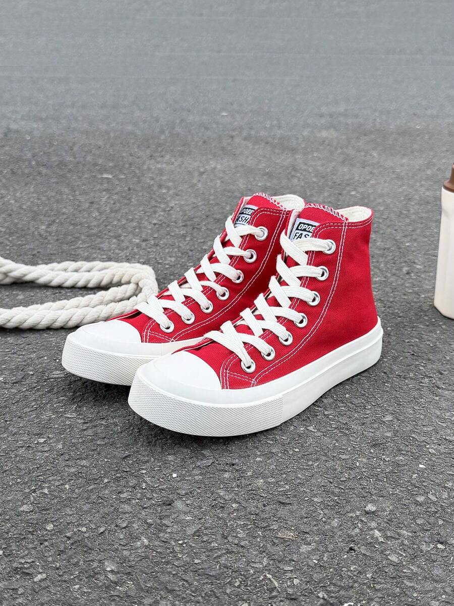 黑色帆布鞋，女鞋，运动鞋，男鞋，帆布鞋，春秋季款，韩版，简约时尚休闲系带运动鞋，经典高帮帆布鞋，百搭休闲滑板鞋