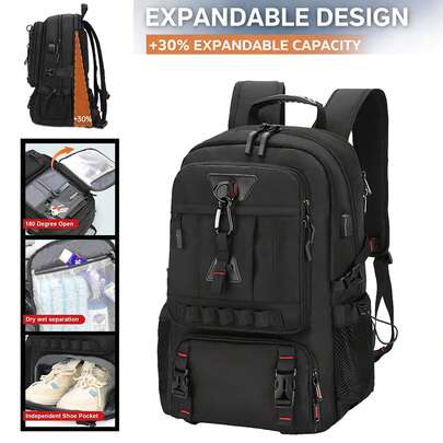 Geräumiger Rucksack – robust und ideal für Reisen, Wandern und Camping. Ausgestattet mit Diebstahlsicherung, Laptopfach und mehreren Reißverschlusstaschen. Erweiterbarer Unisex-Rucksack – strapazierfähig, perfekt für Business, Studium und Urlaub. Schwarzer Rucksack mit verstellbaren Schultergurten, elegantes Design, aus hochwertigem Material, ideal für Fitnessbegeisterte.