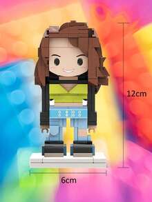 1pc Customized Brick Figure Over 300 Pieces Personalized Full Body Brick Figure For 1-2 People Custom Square Face Brick Portrait Mini Building Block Set Gift For Adults 14+ Years Old - Round Face Deluxe Edition - View 12