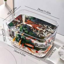 Plastic Fish Tank, High-Definition Transparent Aquarium, Goldfish Tank, Turtle Feeding Tank, Desktop Small Planted Tank (Note: No Cover) - Multicolor - View 9