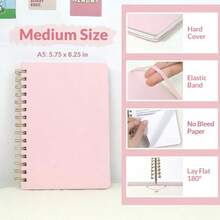 Journaling Notebooks A5 Lined Spiral Notebook For Women 146 Pages College Ruled Hardcover Notebook For Work Note Taking Journaling And Office School Supplies A5 - Pink - Hồng - Xem 4