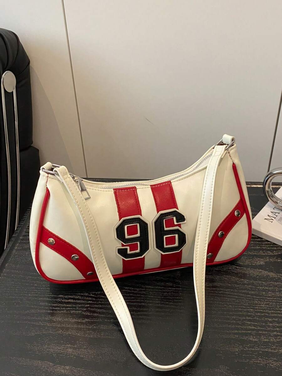 New Fashionable Versatile Textured Chain Shoulder Bag, Underarm Handbag For Women - White - View 1
