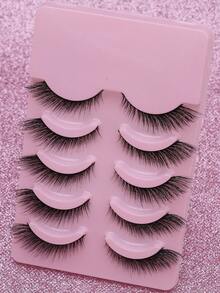 FOX 5 Pairs Natural Eye Tail False Eyelashes  Fluffy Soft Dramatic 3D Mink Lashes Long Wispy Eyelash Cilia,Multi-Layered Eyelashes Short Thick Fake Eyelash Extension Bulk False Eyelashes Makeup Products100% Natural Fake Lashes Comfortable To Wear Handmade Upper Lash Winged End Eye Elongated Eyelashes Natural Realistic Eyelash Full Strip Lashes Lasting Cilios Volume Popular Make Up Beauty Tools - 黑色 - 查看 6
