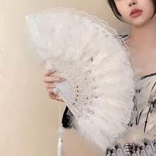 Conjunto de 5 leques de penas artificiais, leques dobráveis de penas Malabou com bordado de flores, leques dobráveis de mão em estilo retrô chinês, leques de penas dos anos 1920 para roupas femininas, festas, dança, fotografia, decoração de casamento, formatura, parabéns aos formandos, itens essenciais para viagens e caminhadas, ferramentas portáteis, itens essenciais para o verão, portáteis para o verão - Multicolorido - Ver 8