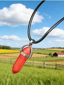 1 pieza Collar de cristal multicolor natural, collar de piedra preciosa hexagonal, collar colgante de chakra para hombres - columna hexagonal - Ver 25