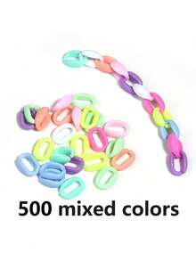 100/200/300/500 Stücke Mehrfarbige Acryl Kette Kunststoff Offener Ring Schlüsselanhänger DIY Schmuckzubehör, Regenbogenfarben Offene Kette - Verschiedenfarbig - Übersicht 13