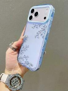 Ốp lưng mỏng nhẹ màu xanh nhạt, họa tiết hoa trắng tươi mát, chống rơi vỡ, tương thích với iPhone, ốp điện thoại chống sốc dễ thương kiểu Hàn Quốc với cửa sổ bảo vệ màn hình lớn. - Màu xanh lam - Xem 5
