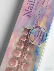 120片法式短款脚趾甲贴纸 - 粉色软胶脚趾甲贴，可重复使用按压式脚趾甲贴纸，女士美甲用品 - 粉色 - 查看 7