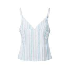 Women's V-Neck Lace Trim Camisole Spaghetti Strap Peplum Crop Tank Tops Loose Sleeveless Ruffle Hem Vest Shirts - 淺藍色 - 查看 5