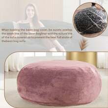6FT Large Memory Foam Beanbag, Beanbag Sofa, Large Memory Foam Beanbag, Fluffy, Giant Round Floor Beanbag With Soft Microfiber Cover, Comfortable Sofa, Suitable For Living Room, Bedroom And Dorm Room - Hồng - Xem 5