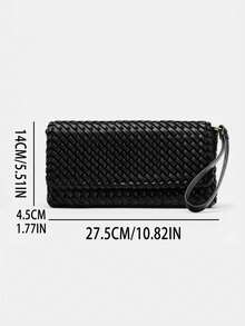 2026新款编织手提包，优雅单肩翻盖包，简约托特包，百搭奢华艺术包 - 黑色 - 查看 2