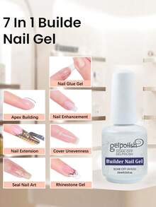4pcs/Set 15ml Spring & Summer Base Coat And Top Coat, 7-In-1 Builder Gel And Nail Polish Set, Glossy & Long-Lasting, Suitable For LED Lamp Manicure, DIY Home And Salon, Valentine's Day Gift For Women - Clear - View 4