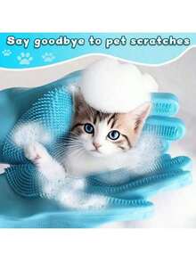 1 Pair Kitchen Silicone Dishwashing Gloves, Housework Cleaning Waterproof Insulation Magic Gloves, Dishwashing Brush, Dishwashing Gloves For Household Chores, Household Dishwashing Artifact, Waterproof,Kichen Essential,Pet Washing Gloves,Pet Grooming Gloves For Bathing And Hair Removal, Dogs And Cats Bath Shampoo Brush, Soft And Durable Silicone Scrubber Glove - Multicolor - View 4