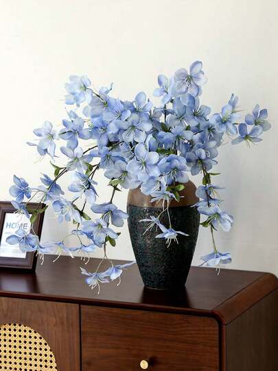 1PC Artificial Long Stem Jasmine, Faux Hanging Jasmine, For Home Decor, Bedroom Living Room Decor, Room Decor, Vase Decor, Office Decor Desktop Centerpiece Decor, Wedding Decor, Outdoor Garden Courtyard Decor, Party Decor, Gift, Spring Summer Decor