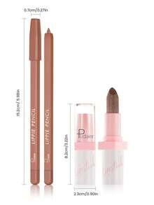 Pudaier 情人节金属唇妆套装：2支防水唇线笔和唇膏 | 防晕染，持久显色，通用色号 - 10+08 - 查看 4