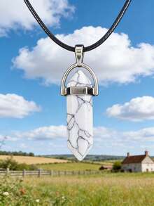 1 pieza Collar de cristal multicolor natural, collar de piedra preciosa hexagonal, collar colgante de chakra para hombres - columna hexagonal - Ver 7