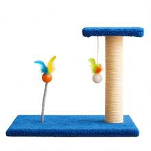 Arranhador Poste de Sisal Para Gatos com Brinquedo Interativo - Mola - Azul - Visão 2