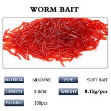 50/100/200pcs Earthworm Soft Bait - Red Maggot Plastic Lure With Bionic Worm Design And Fish Scent - Multicolor - View 10