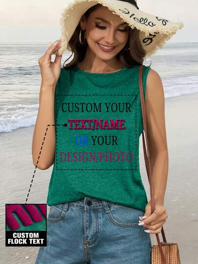 Áo tank top nữ kiểu dáng thường ngày, có thể in chữ nổi hoặc hình đồ họa theo yêu cầu, kiểu áo sơ mi cổ điển, phù hợp cho các hoạt động ngoài trời, đi biển, mua sắm, lễ hội, tiệc tùng, du lịch, nghỉ mát. Áo tank top cổ tròn bằng cotton màu trắng, áo khoác ngoài thường ngày dành cho nữ theo yêu cầu.
