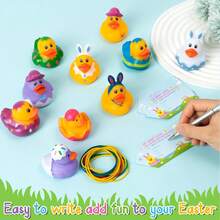 5/10只复活节橡皮鸭，夏季沙滩游戏和游泳感官玩具，适合青少年，可用作复活节彩蛋填充物、礼品篮填充物、课堂奖励、交换礼物、派对小礼物、糖果袋填充物、彩纸屑填充物，颜色和款式随机 - 復活節 - 查看 5