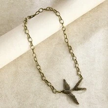 1件欧美跨境珠宝，时尚简约精致鸟/燕子吊坠项链，女士短款颈链 - NK1576 - 查看 13