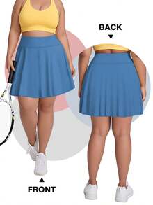 大码女式网球裙 百褶运动裙 带口袋 短裤 高腰高尔夫裙裤 夏季运动 - 藍色 - 查看 6