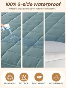 1件装防水六边拉链床垫保护套,绗缝舒适贴身床单,适用于12英寸厚床垫,适用于单人床/双人床/大号床/特大号床,透气静音,防尘,氧化蓝,亲肤,可机洗,优质拉链床垫套,理想的家居装饰,完美的节日礼物 - 氧氣藍(30cm笠高) - 查看 6