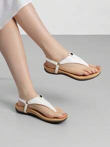 Athlefit Women's Orthopedic Sandals Thong Dressy T-Strap Orthotic Comfortable Casual Summer Arch Support Sandals - 白色 - 查看 2