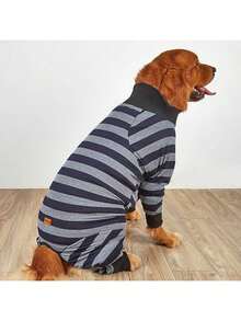 1 pieza Pijama elástico suave y cómodo a rayas para perros grandes - Multicolor - Ver 4
