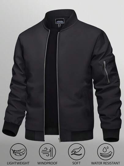 KEFITEVD Men's Lightweight Jacket Thin Sportwear Bomber Jacket Windbreaker Coat