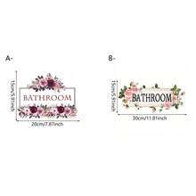 1/2/3 pièces Autocollants de porte de salle de bain à fleurs aquarelle, faciles à décoller et à coller. Décalcomanies de fleurs de rose, convenant pour les murs de salle de bain, autocollants de porte imperméables en PVC, décoration de vanité - Lettres florales - Voir 10